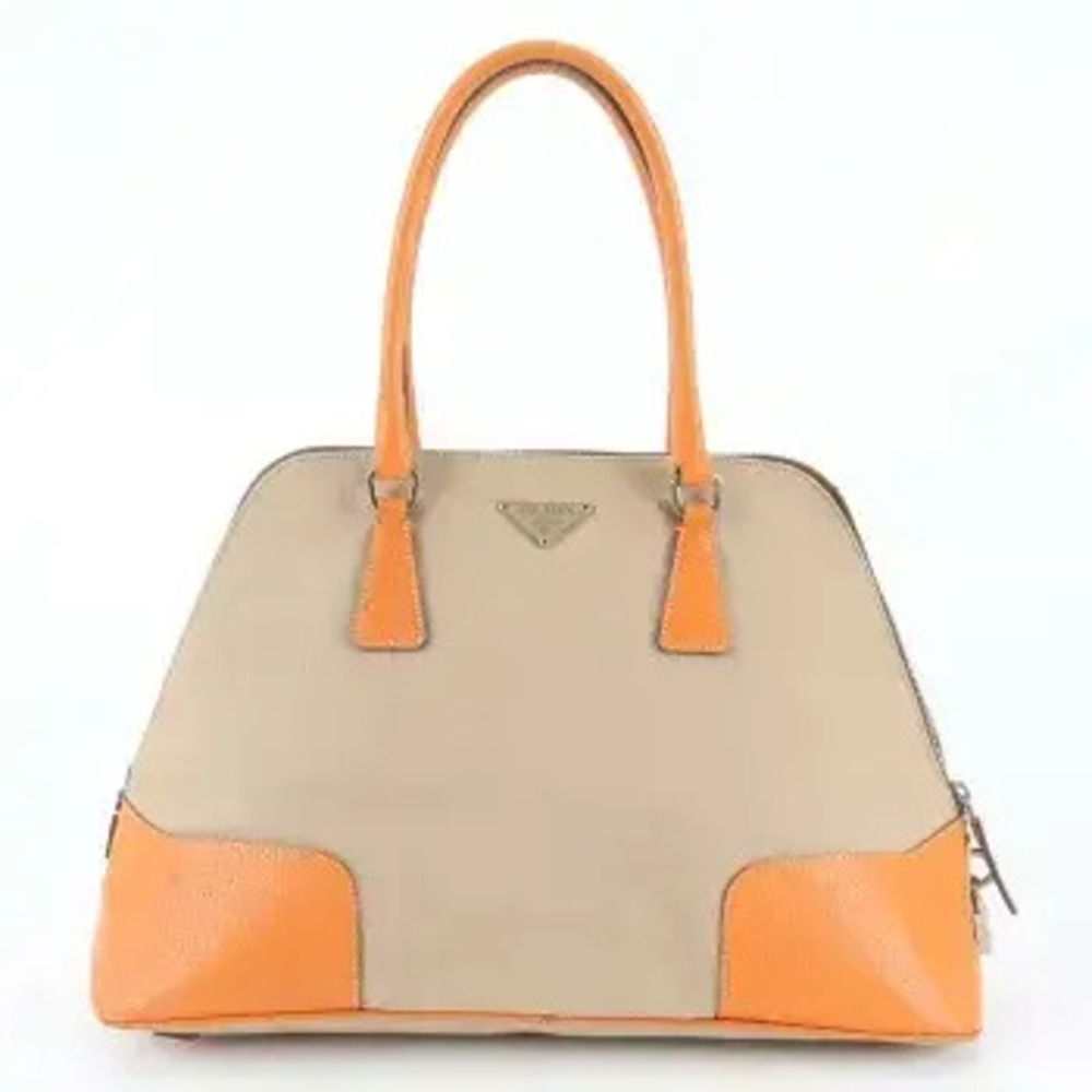 Prada Canapa Leather Tote Bag Orange